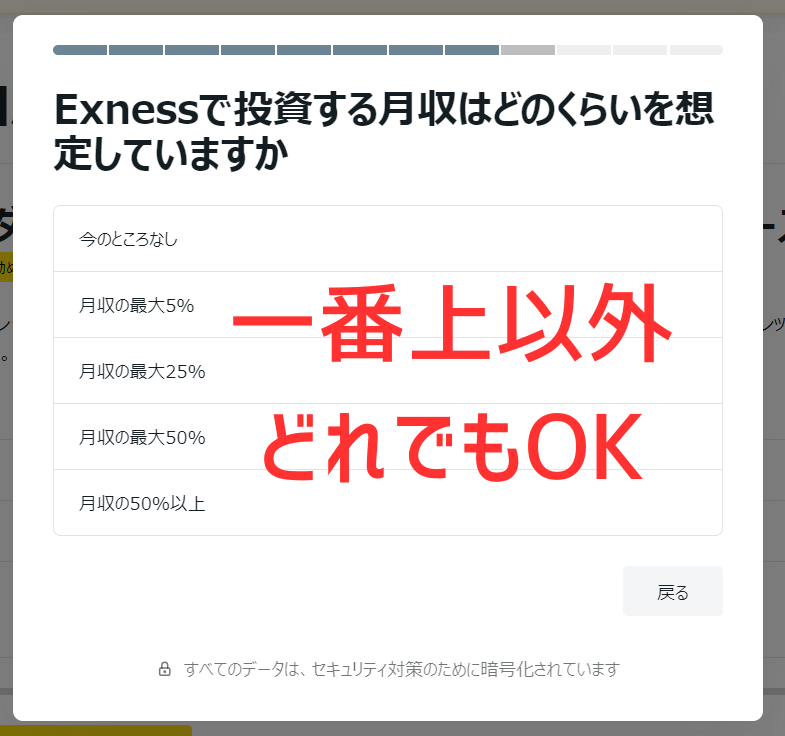 Exness投資する月収の割合